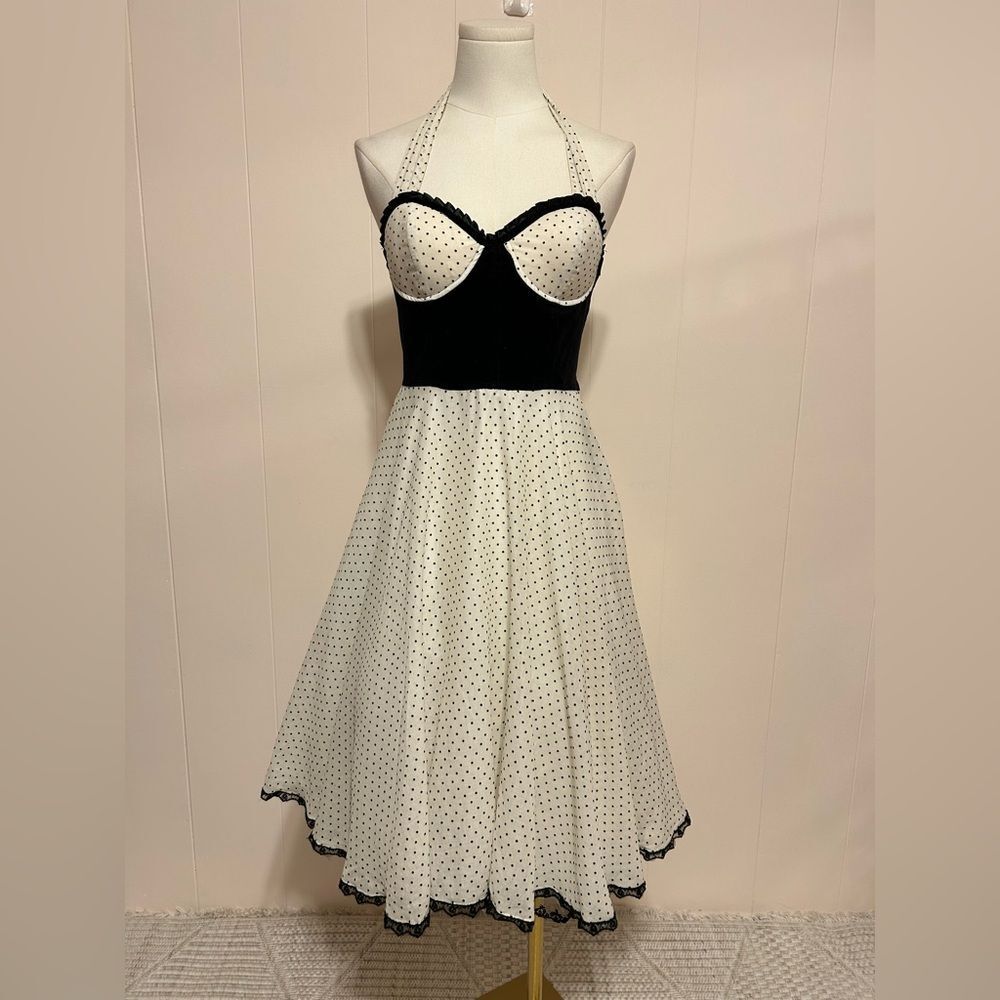 Lip Service devil dolls hot topic pinup polka dot black and white dress size M